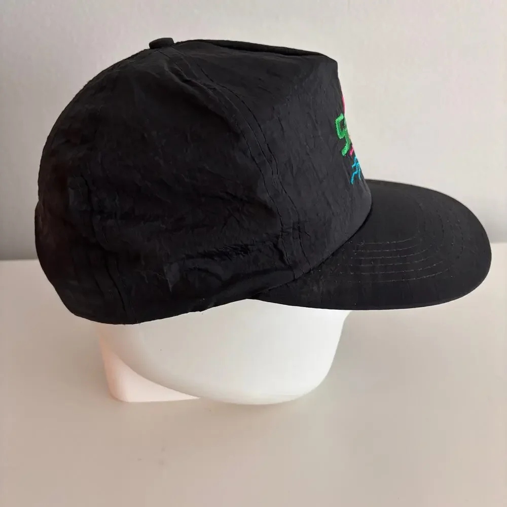 MINT Vtg Salem Cigarettes Snapback Hat Cap Black Nylon Parachute Neon 1980s